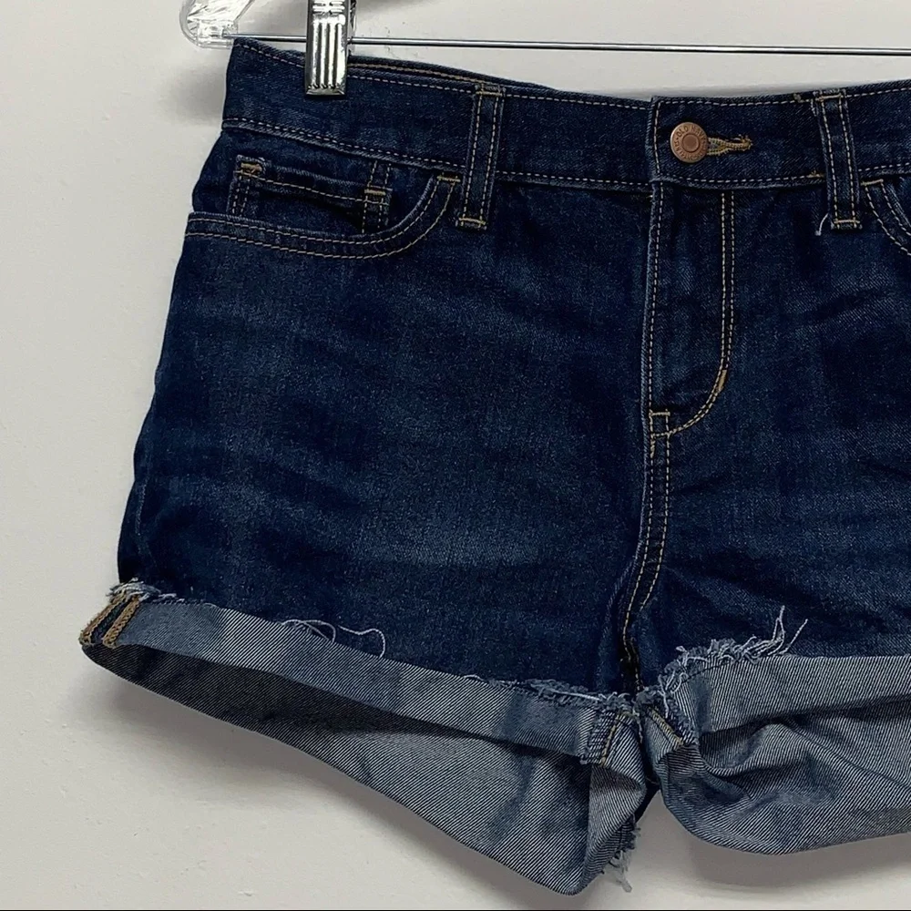 OLD NAVY Girls Size 16 Denim Rough Hem Cuffed Blue Jean Shorts